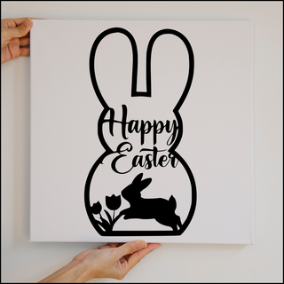 happy easter wall decoration happy easter happy easter decoration wall table rabbit rabbit  3d print model - Mito3D