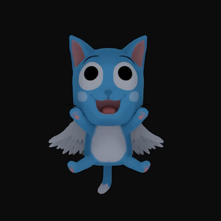 happy fairy tail Art cat wings natsu 3d print model - Mito3D