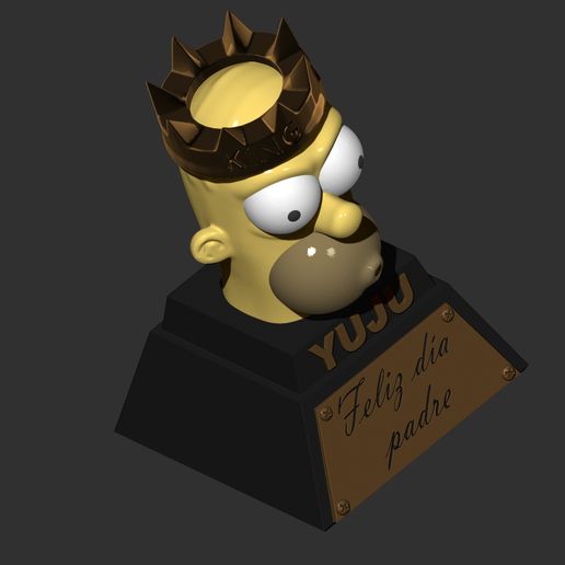 heureux père journée Homère Simpson trophée jouet décoration couronne Roi Yuju 3D print model - Mito3D