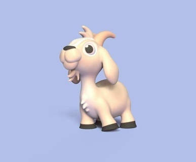 contento cabra animal lindo divertido gracioso granja escultura miniatura dibujos animados decoración jugar Arte juguete estatua preescolar 3d print model - Mito3D