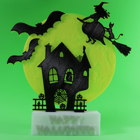 heureux halloween various 3dlito bat shines witch pumpkin home cool hallowen holder house lithophane litofania moon night darkness support terror 3D print model - Mito3D