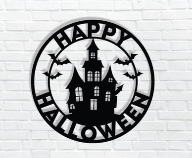 happy halloween scary pumpkin wall art decor horror festival haloween castle grave frame ender 3d print model - Mito3D