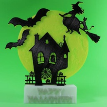 feliz halloween various 3dlito bat shines witch pumpkin home cool hallowen holder house lithophane litofania moon night darkness support terror 3d print model - Mito3D