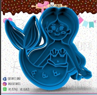 happy mermaid cookie cutter - siren Tools 3d fish sea shark bakery cold porcelain be fondant 3d print model - Mito3D