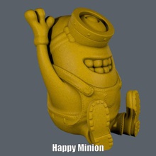 happy minion easy print no support art despicable me figure sculpture supportless 3d print model - Mito3D