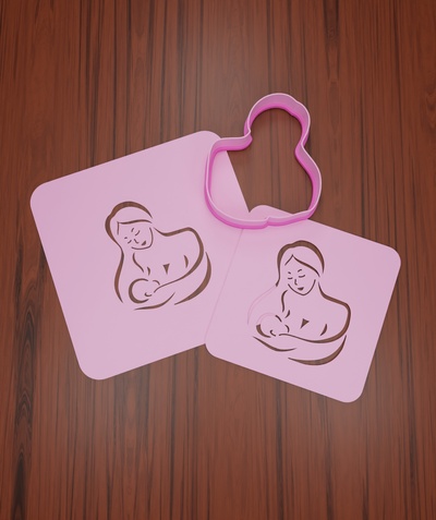 mutlu annenin gün şablon 2 anne bebek ev annelik dışı harfler el sanatları dekorasyon sanat dairesel kesici kıvrımlar kartları hediyeler kutlama yaratıcılık kurabiye fırın tasarım tatlılık 3d print model - Mito3D