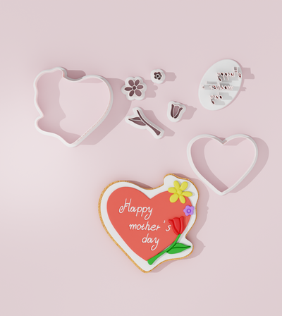 happy mother day 1 cookie cutter cutters designs baking tools pastry sugarpaste custom diy seasonal love event birthday party cake 3d print model - Mito3D