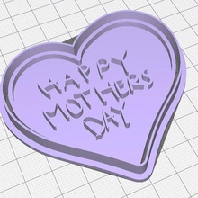 happy mothers day heart cookie cuter & embosser 3d print model - Mito3D