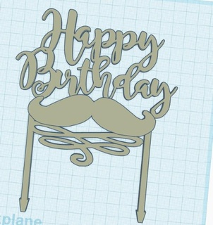 happy mustache birthday cake topper 3d print model - Mito3D