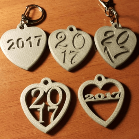 feliz nuevo año 2017 varios las joyas corazón hombre de confianza anillo claves 3D print model - Mito3D