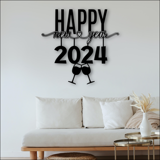 happy new year 2024 wall decoration Home happy new year 2024 year new decoration wall table  3d print model - Mito3D