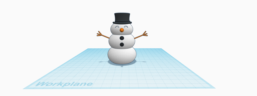 happy snowman holiday christmas winter cold cute hat stick toy 3d print model - Mito3D