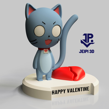 happy valentine fairy tail character valentine's day love february 14th anime cat cute chibi chibby chubby toy neko heart natsu 3d print model - Mito3D