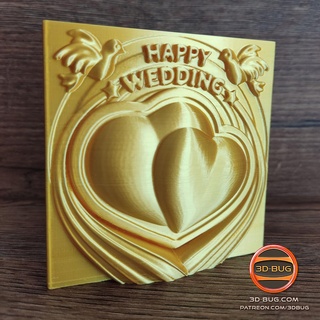 happy wedding money card present giftcard cardholder moneycard moneybox holder moneyholder envelope gift cashcard greeting decoration stylized wallet congratulation love wish tabletop 3d print model - Mito3D