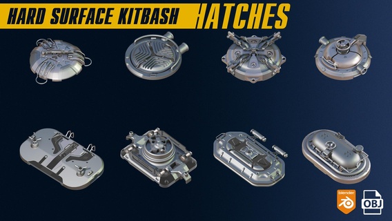 hard-surface kitbash hatches hatch asset assets toys military 3d print model - Mito3D