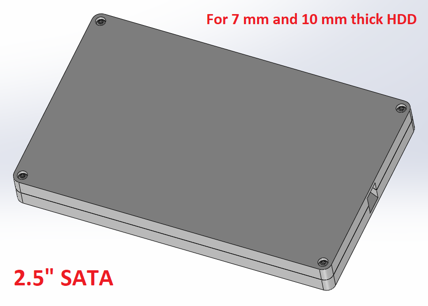 dur disque conduire cas gaine 2 5 pouce sata gadget 25 hdd compact électronique enceinte m2 écrou vis sabrent ssd facile impression petit 3D print model - Mito3D