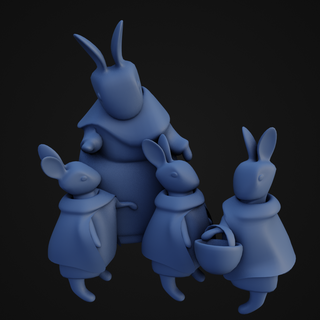 hare family rabbit bunny animal character red riding hood grandma granny mammal hop toy 3d print model - Mito3D