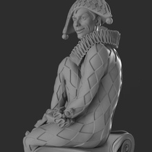 harlequin joker 3d yazıcı modeli Tiyatrosu sanat Palyaço tiyatro heykel model baskı Al Sole arlekin arlekino arlecino yazdırılabilir masquerade şekil heykeller 3d print model - Mito3D