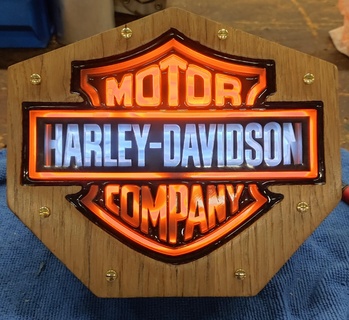 harley-davidson lamp harley-davidson harley davidson lamp decoration home wood motorcycle logo  3d print model - Mito3D