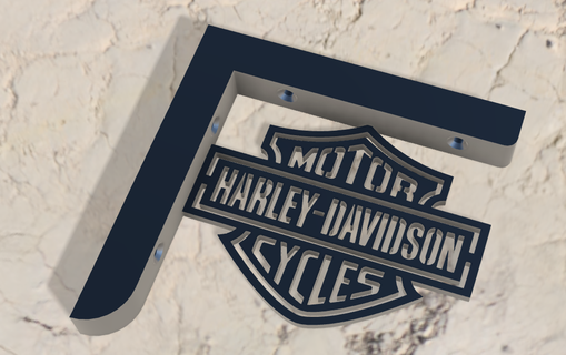 harley-davidson wall mounted shelf bracket Home square motorcycle deco 3d print model - Mito3D
