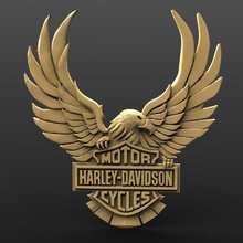 harley davidson art bas-relief bas relief eagle animal fashion cnc router motorbike 3d print model - Mito3D