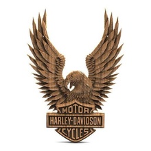 Harley davidson cnc 8 aquila cartello logo arte motociclista motociclo artcam aspirare sollievo 3d print model - Mito3D