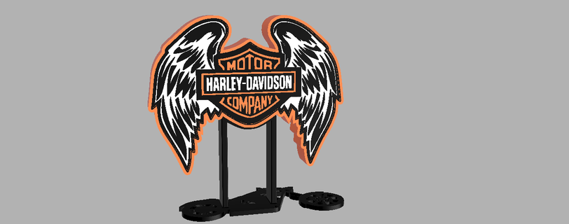 Harley Davidson lámpara motocicleta marca logo motociclista decoración brillante luces 3d print model - Mito3D