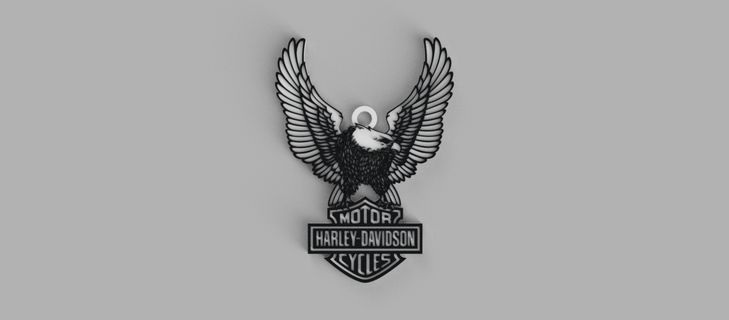 Harley Davidson logo águila llavero colgante pendiente arete 3d print model - Mito3D