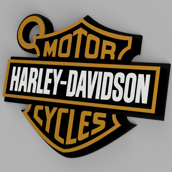 Harley Davidson logo llavero Uzuniba marca motocicleta regalo 3D print model - Mito3D