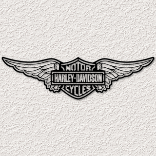 Harley davidson logo parete arte motociclo arredamento 2d davisson bicicletta motociclista cavaliere cartello box auto uomo grotta moto sport casa Basso poli 3d print model - Mito3D