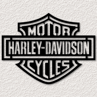 Harley Davidson logotipo parede arte motocicleta decoração 2d davisdson bicicleta motociclista cavaleiro placa garagem homem caverna moto esporte casa poli 3d print model - Mito3D