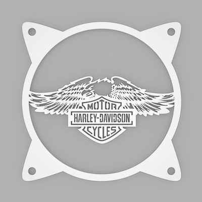 harley davidson motor alas águila ventilador cubierta carcasa funda 120 mm pc parrilla 120mm 3d print model - Mito3D