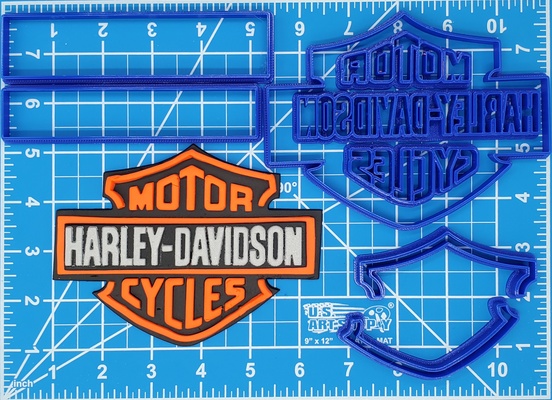 harley davidson multipiece fondant cookie cutter set multiple sizes home motorcycles 3d print model - Mito3D