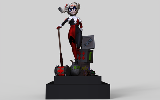 Harley quinn Chibi Stil Wunder dc Comics Spielzeug Bildhauerei Skulptur Disney Kunst 3d 3d print model - Mito3D