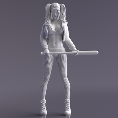 harley quinn nsfw commercial licence art femme femelle fille corps merveille batman sculpture figurine mordre joli résine héros super mignonne bandes dessinées 3d print model - Mito3D