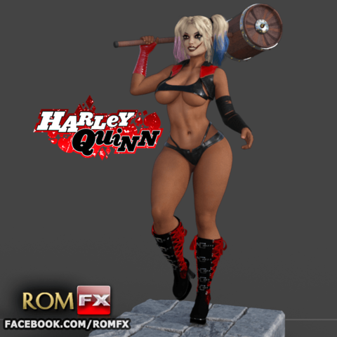 harley quinn sexy 3d imprimible de la figura acción art diorama capucha roja robin nightwing erótica femenino mujer gotham arkham escuadrón suicida los cómics dc batman joker 3D print model - Mito3D