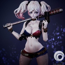 harley quinn suicide squad diorama 3d print model dc comics comic ivy sexy toon stylized pretty girl sculptures 3d print model - Mito3D