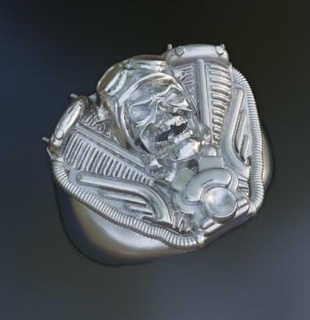 harley skull2 ring davidson skull motor cycles 3d print model - Mito3D