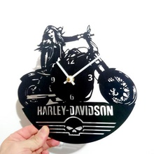 a harley-davidson 2 de vinil assistir casa garota moto relógio parede 3dlito 3d print model - Mito3D