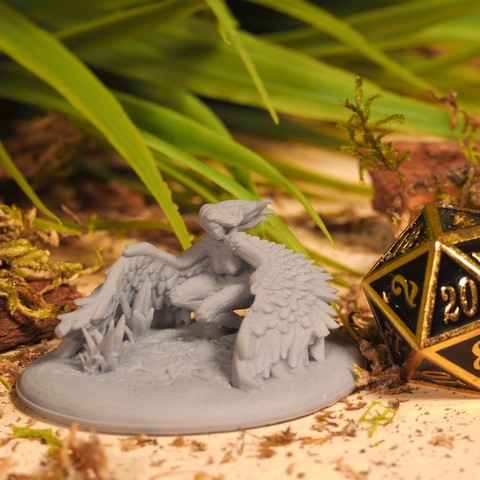 Harpyie tabletop-Miniatur Spiel Kreatur Ungeheuer Frau lady Vogel stl-Datei 3d-Modell fantasy warhammer gloomhaven pathfinder kritische Rolle gaming rpg dnd dungeons dragons 3D print model - Mito3D