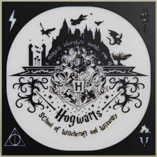 harry potter - hogward poudlard art 2dart 2d de l'art pariétal la fantaisie harrypoter harrypotter peinture 3D print model - Mito3D