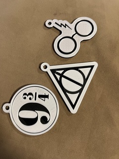 harry potter - set 3 keychains keychain deathly hallows 3d print model - Mito3D