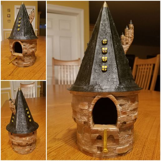 harry potter birdhouse arquitetura o hallows mortalmente hogwarts a casa pássaro titular nota post-it assistente de armazenamento 3D print model - Mito3D