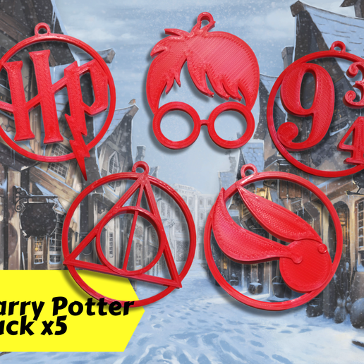 Harry vasaio Natale palle 5x pacco natale Potter geek inverno 3D print model - Mito3D