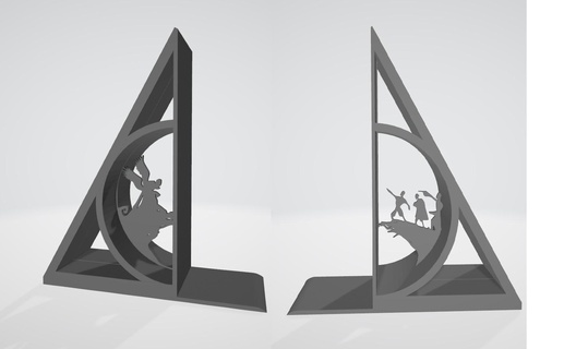 harry potter deathly hallows themed bookend harrypoter bookstop dearthlyhallows hp book books 3d print model - Mito3D