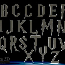 harry potter typeface game lyrics alphabet magic letters 3d print model - Mito3D