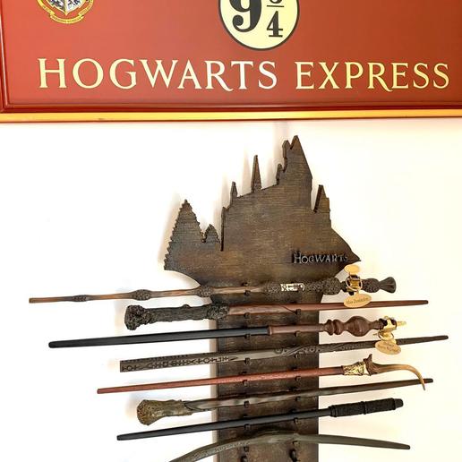 harry potter wand holder game 3d pla wall hogwarts 3D print model - Mito3D