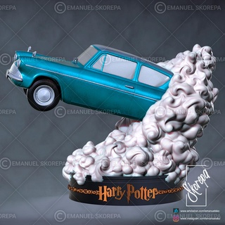 harry potter weasley car harry potter stl 3dprintable weasley car hogwarts magical ford anglia 105e diorama sculpture zbrush 3dprint collectible fgurins miniature legacy hermione ron  3d print model - Mito3D