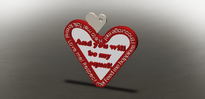hart whit message pendant red ocassions ocassion love respect 3d print model - Mito3D