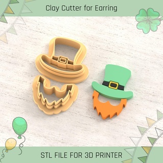 hat beard saint patrick's day polymer clay cutters cutter tools earring st patrick 3d print model - Mito3D